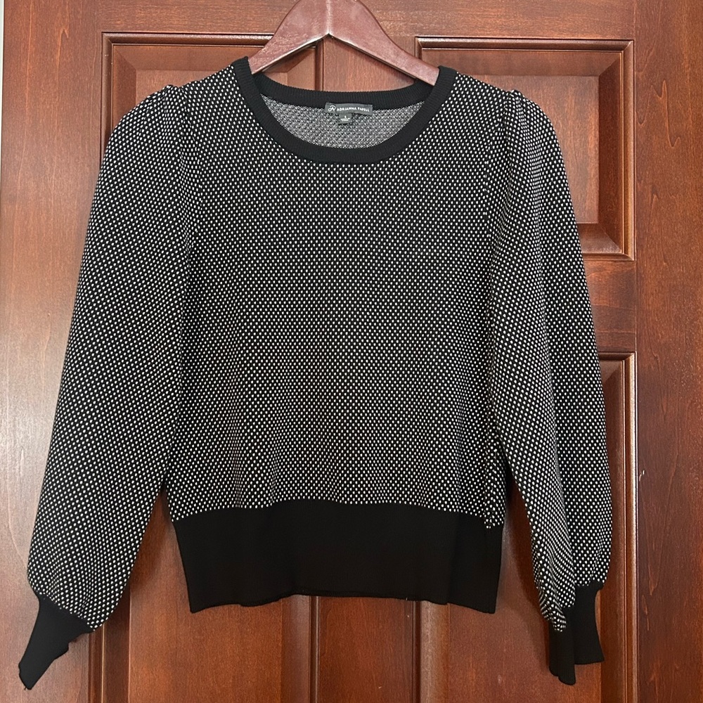 Adrianna Papell Black Textured Knit Sweater Small